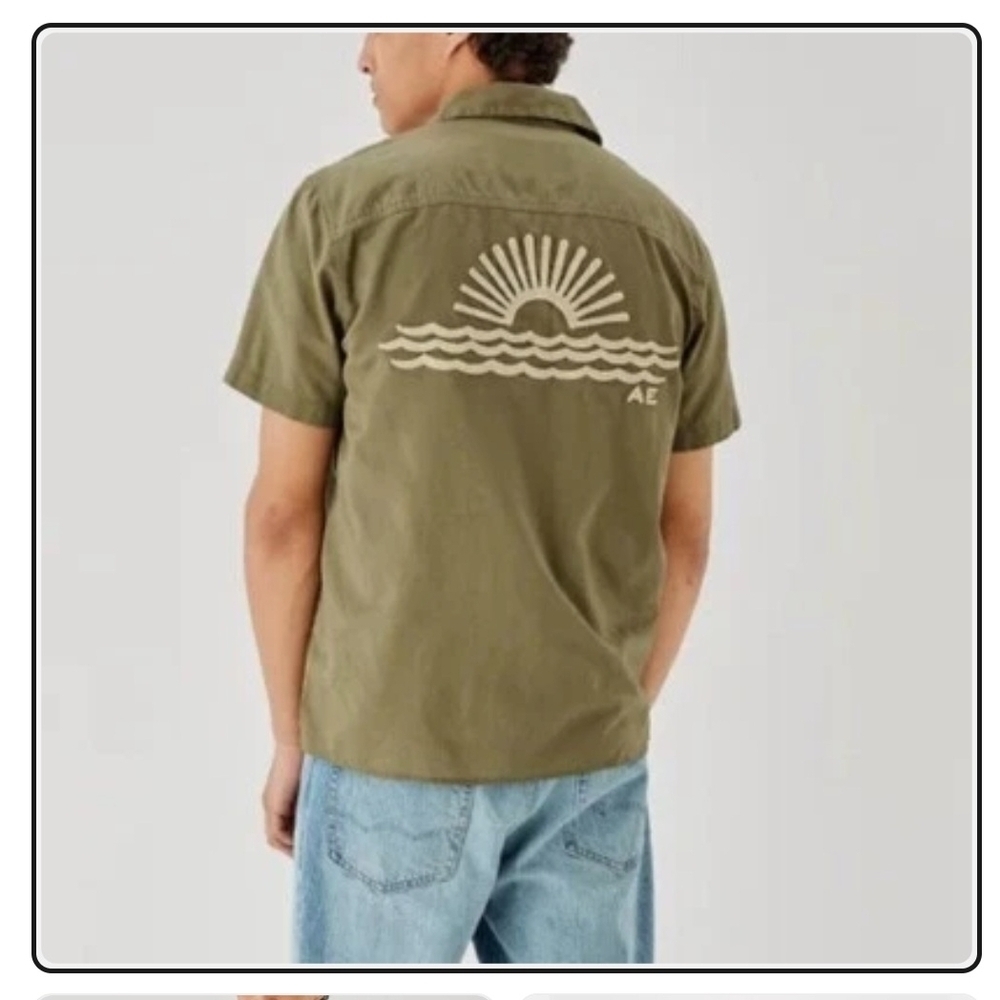 American Eagle Outfitters Olive Green Men's Shirt
